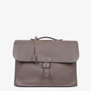 Hermes Sac a Depeches Gris Tourterelle Clemence Leather Palladium Plated 38cm Briefcase Bag