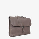 Hermes Sac a Depeches Gris Tourterelle Clemence Leather Palladium Plated 38cm Briefcase Bag