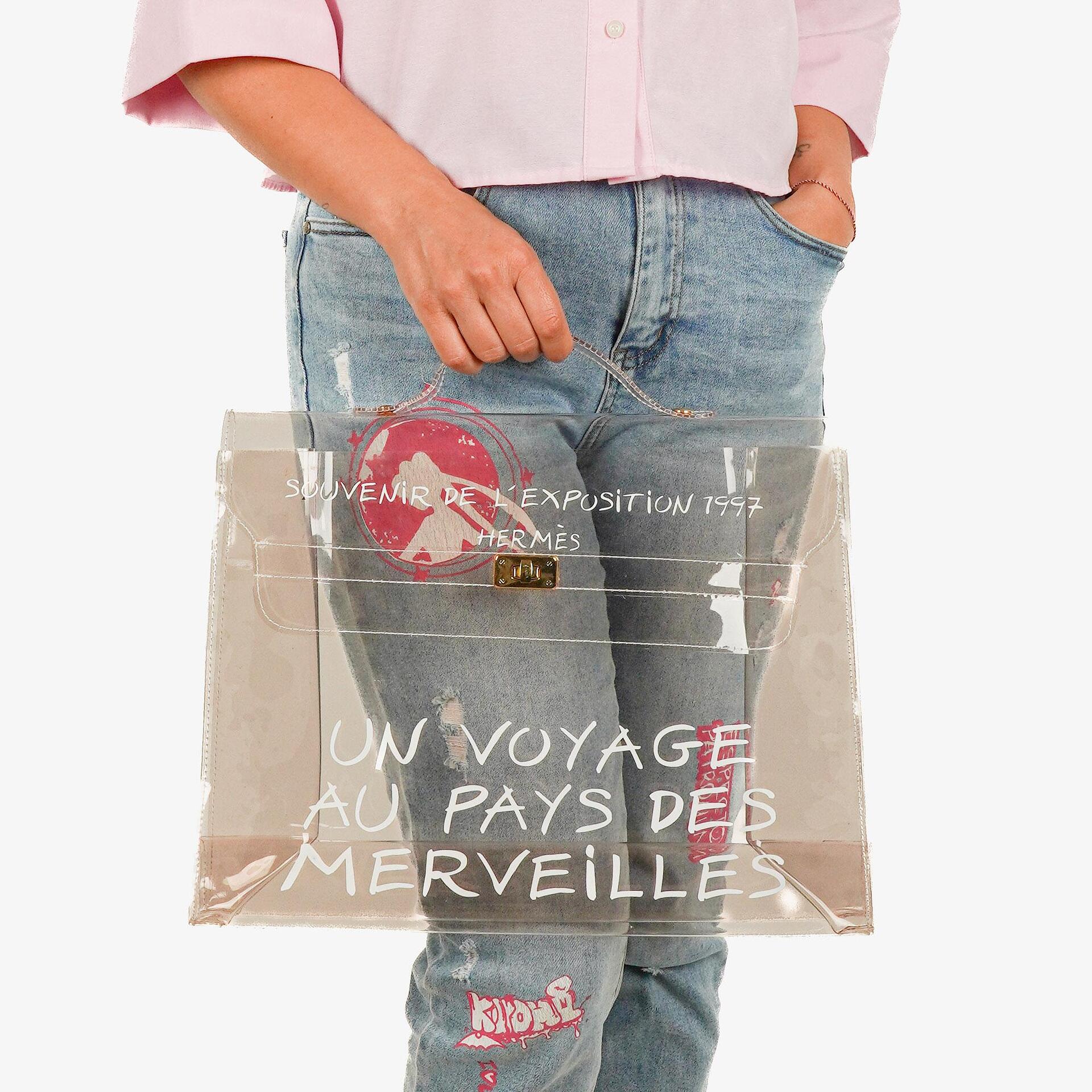 Hermes Souvenir De L'Exposition Transparent Vinyl Kelly Bag