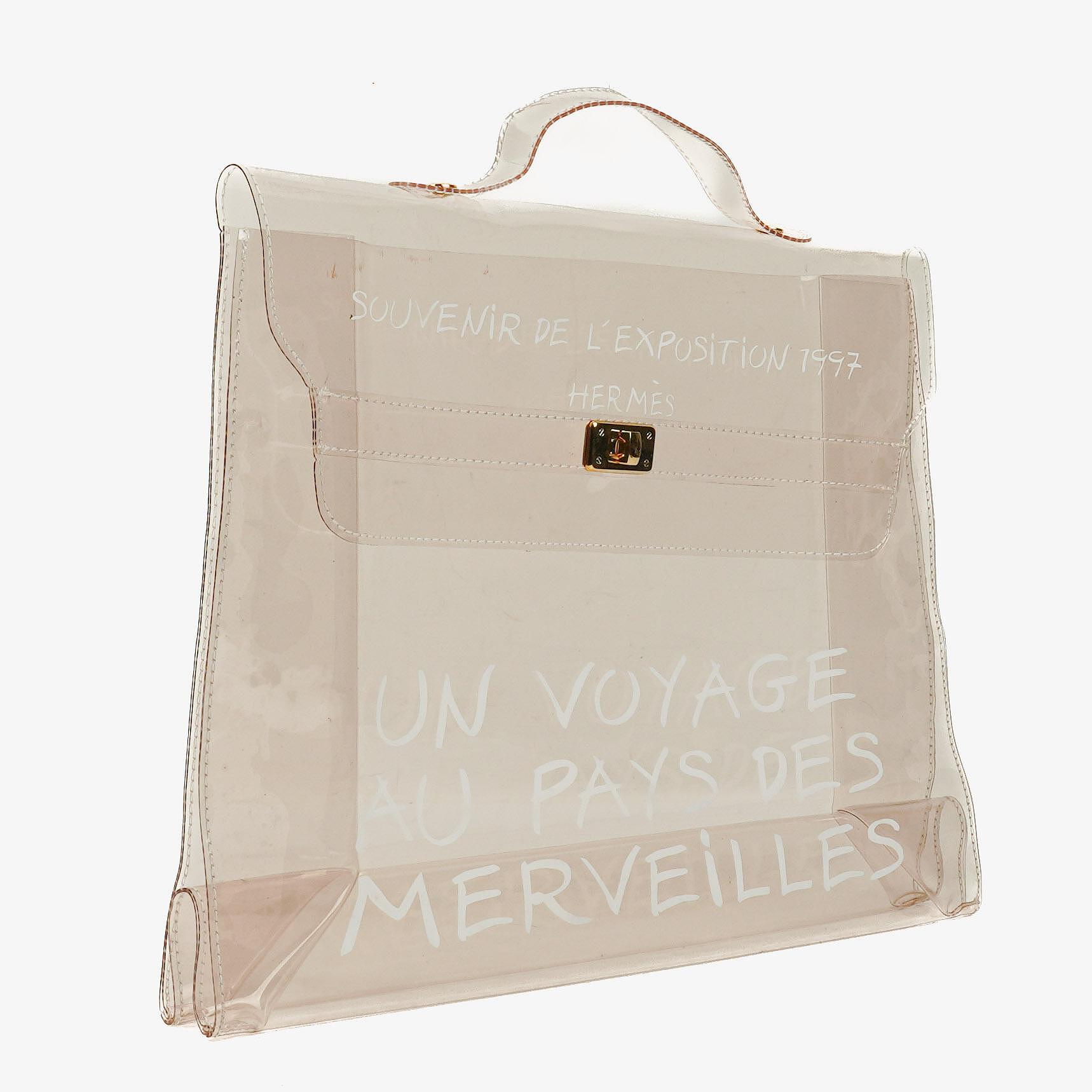 Hermes Souvenir De L'Exposition Transparent Vinyl Kelly Bag