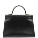Hermès Vintage Kelly 35 Sellier Black Box Calf Gold Hardware
