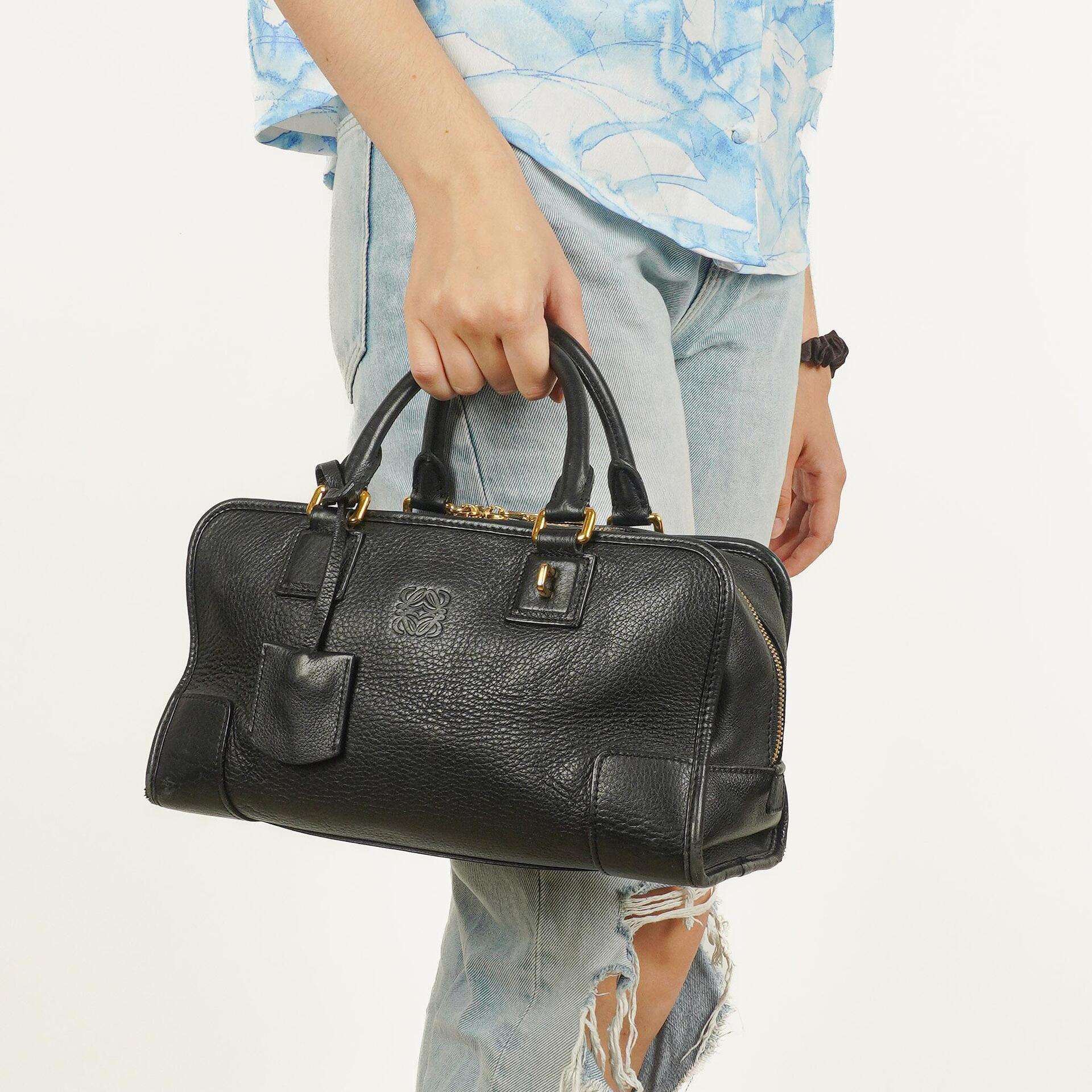 Loewe Amazona 28 Black Leather Handbag