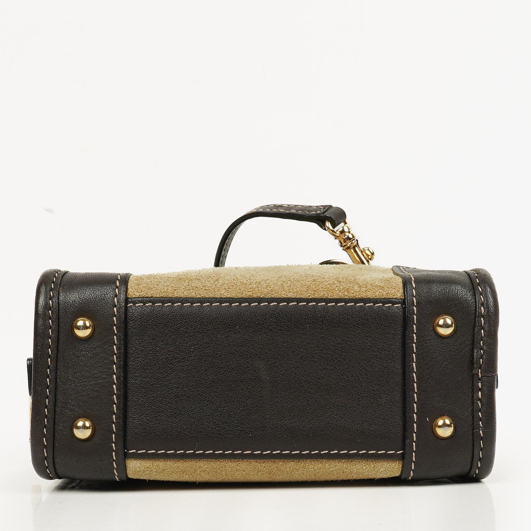 Loewe Micro Amazona In Beige Suede And Dark Brown Leather Mini Bag
