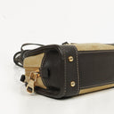 Loewe Micro Amazona In Beige Suede And Dark Brown Leather Mini Bag