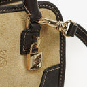 Loewe Micro Amazona In Beige Suede And Dark Brown Leather Mini Bag