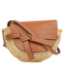 Loewe Natural Tan Calfskin Raffia Mini Gate Crossbody Bag