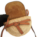 Loewe Natural Tan Calfskin Raffia Mini Gate Crossbody Bag