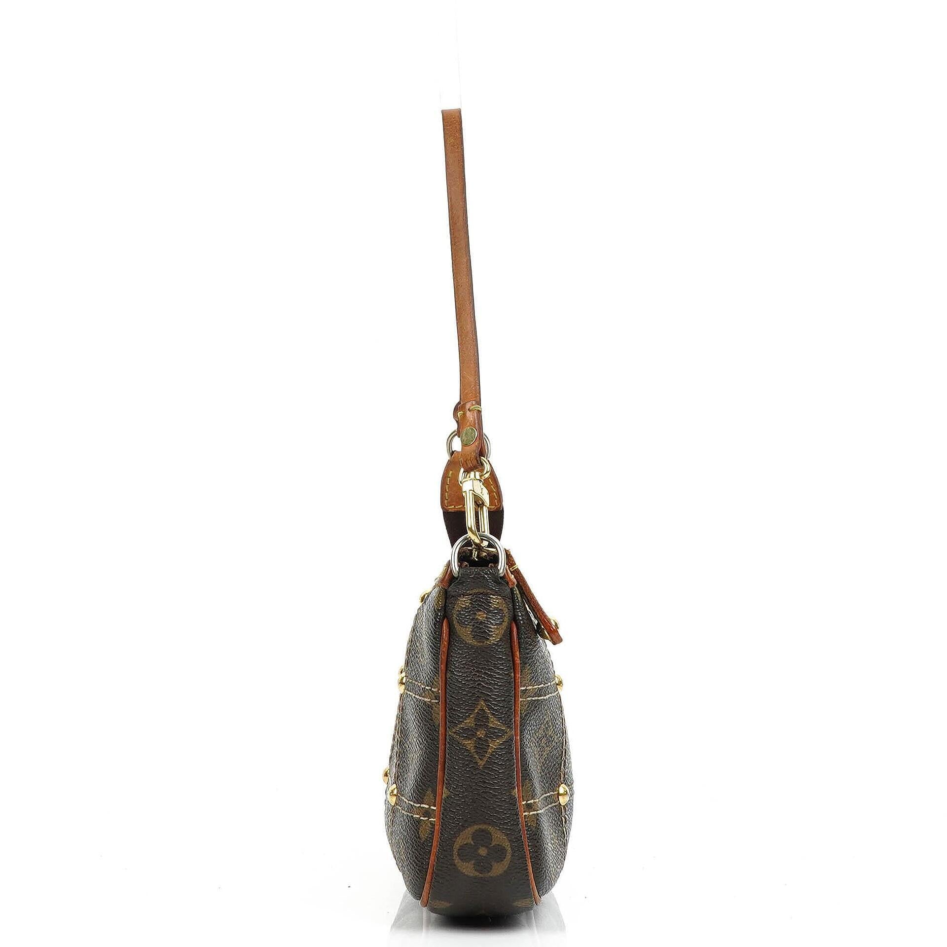 Louis Vuittom Monogram Coated Canvas Riveting Limited Edition Pochette Accessories Clutch Bag