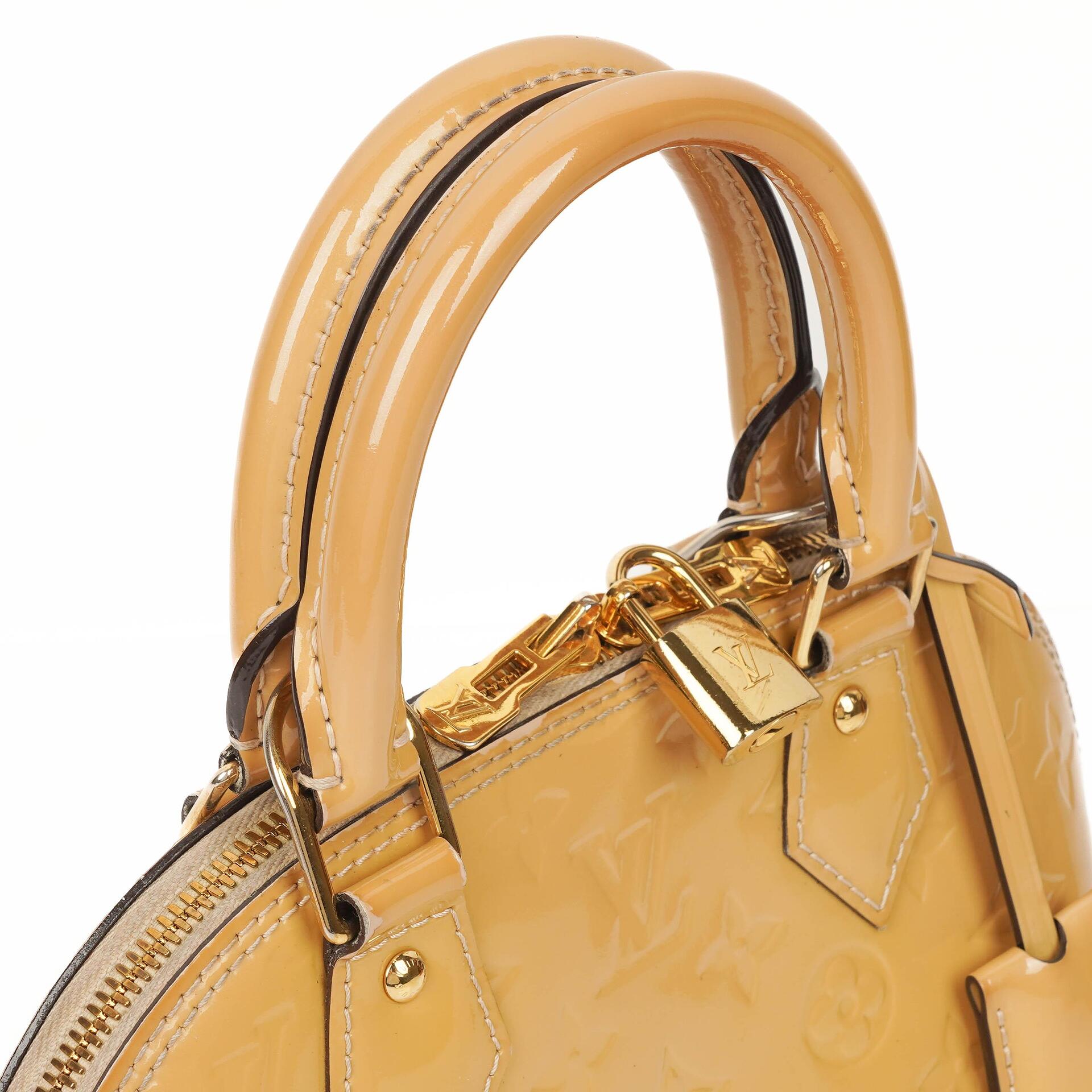 Louis Vuitton Alma BB Beige Monogram Vernis Leather Handbag