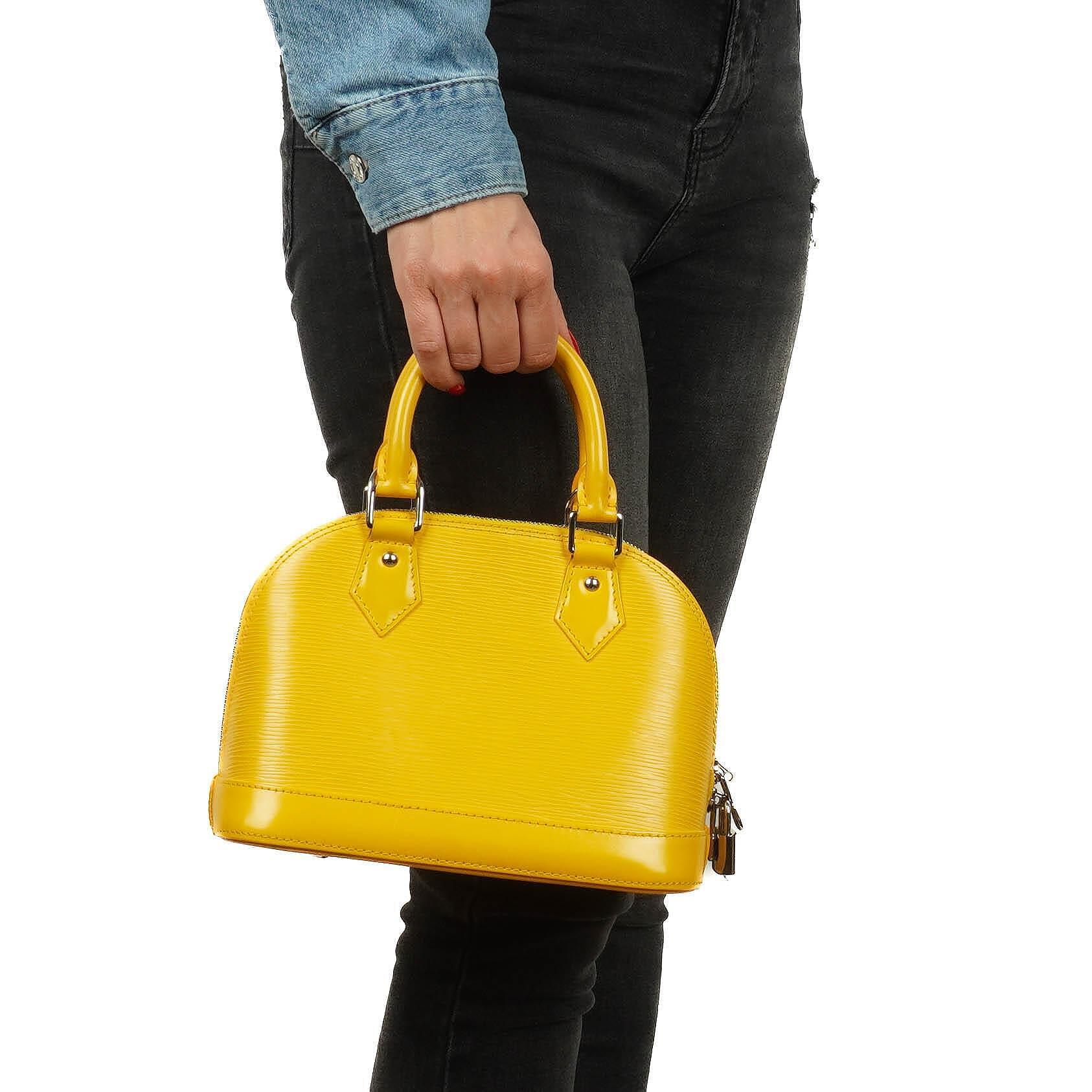 Louis Vuitton Alma BB Yellow EPI Leather Handbag