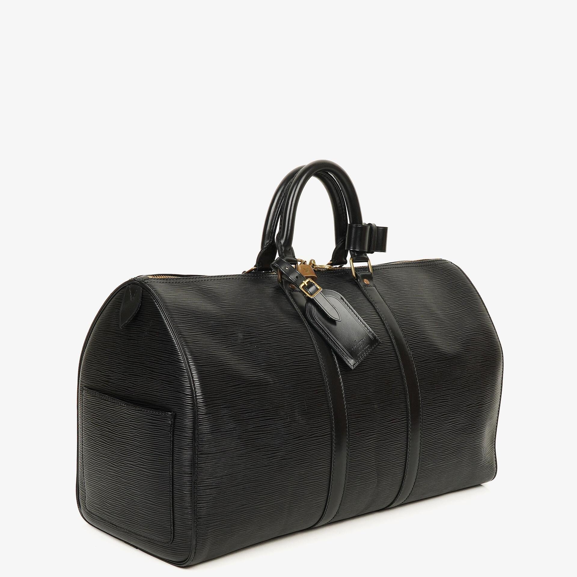 Louis Vuitton Keepall 45 Black EPI Leather Travel Bag