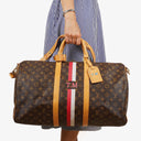 Louis Vuitton Keepall 50 Bandouliere Monogram Canvas Travel Bag With Personalised Hot Stamp