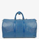 Louis Vuitton Keepall 50 Blue EPI Leather Travel Bag