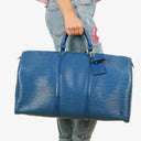Louis Vuitton Keepall 50 Blue EPI Leather Travel Bag