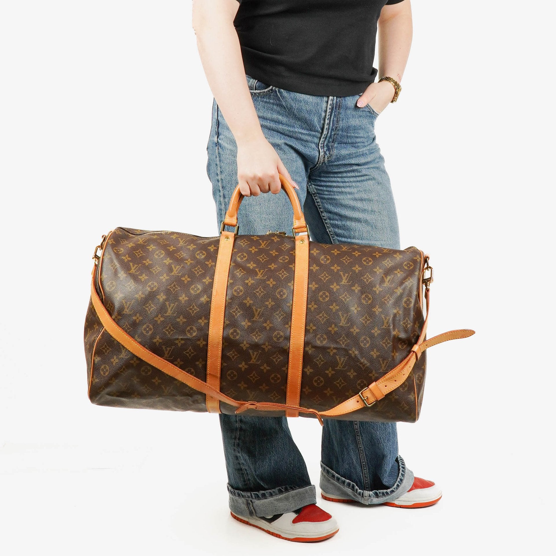 Louis Vuitton Keepall 60 Bandoulière Monogram Canvas Travel Bag