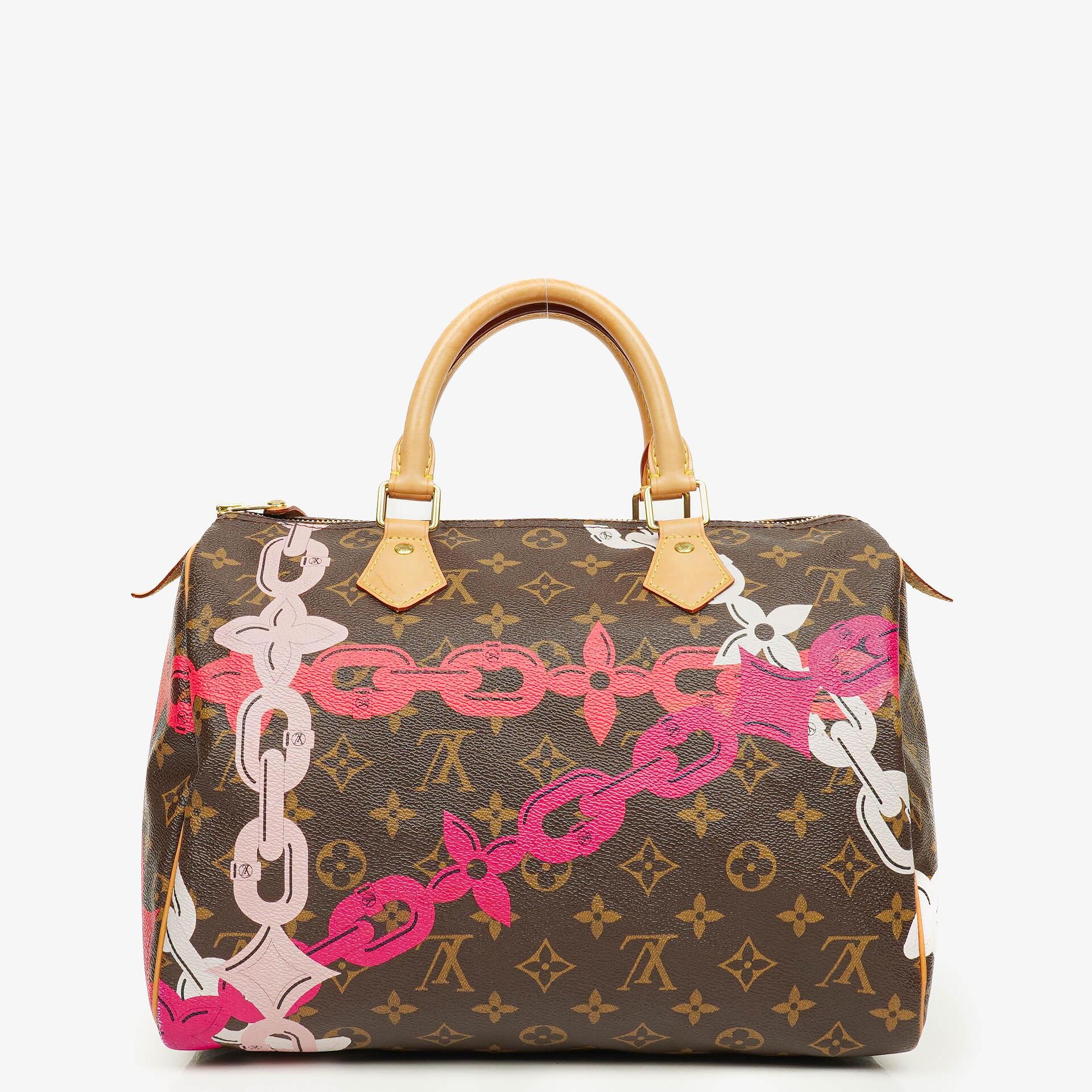 Louis Vuitton Limited Edition Chain Flower Speedy 30 Monogram Canvas Handbag