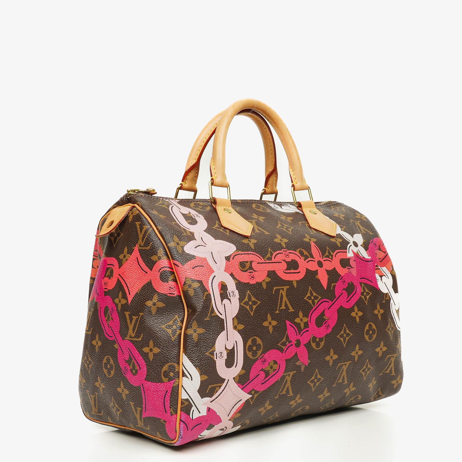 Louis Vuitton Limited Edition Chain Flower Speedy 30 Monogram Canvas Handbag
