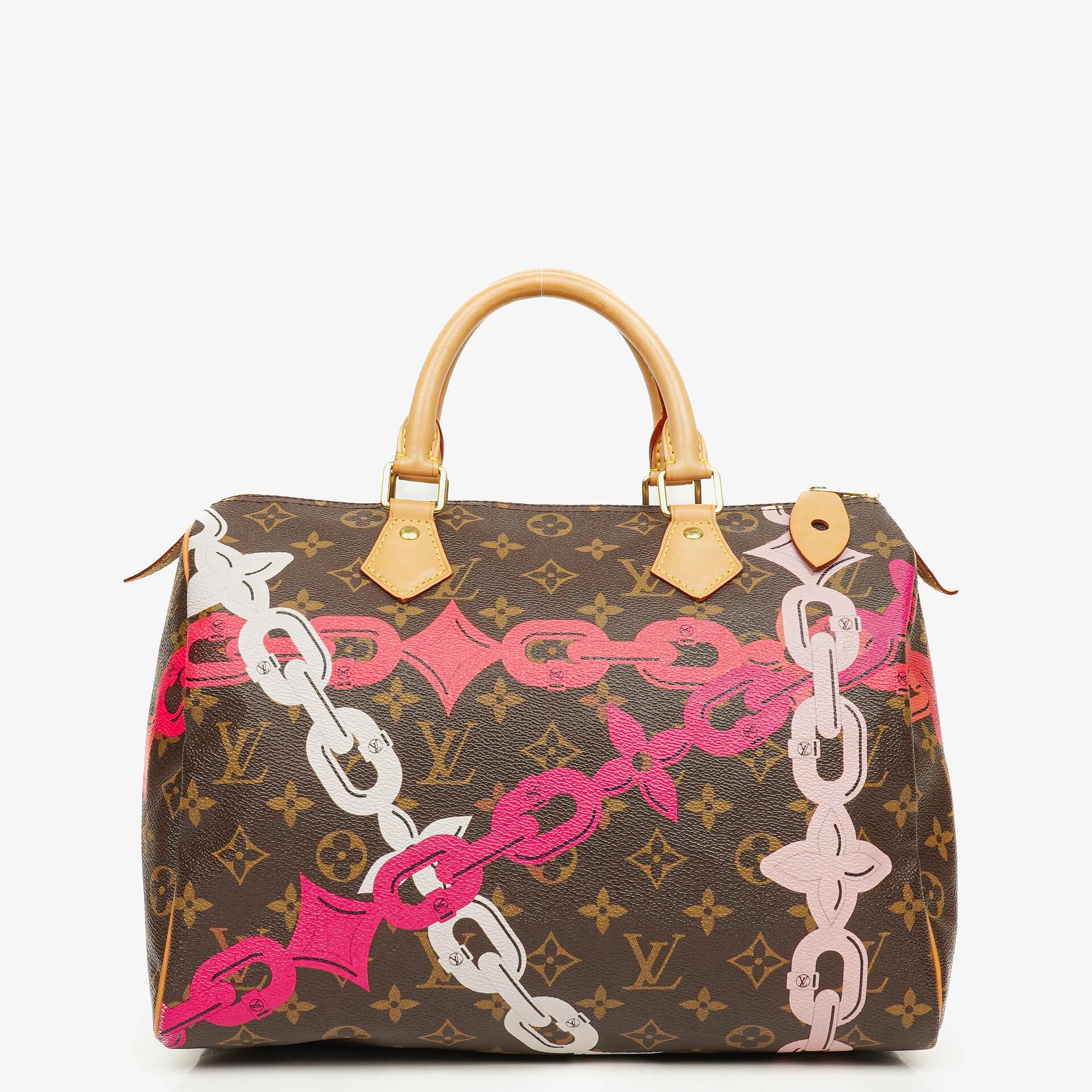 Louis Vuitton Limited Edition Chain Flower Speedy 30 Monogram Canvas Handbag