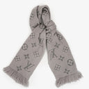 Louis Vuitton Logomania Wool Silk Scarf Pearl Grey