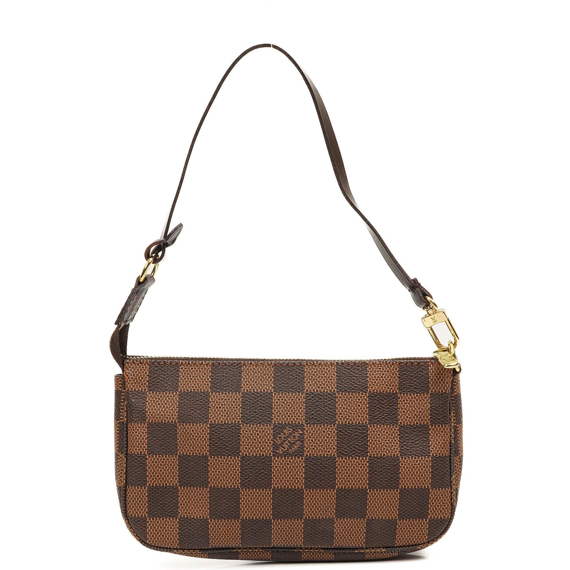 Louis Vuitton Mini Pochette Accessoires Damier Ebene Canvas Clutch Handbag