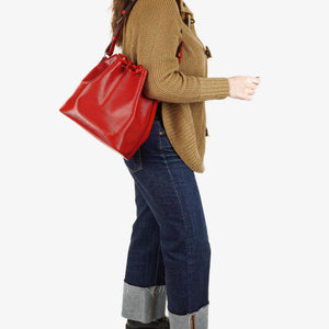 Sac à épaule Louis Vuitton Petit Noe en cuir EPI rouge