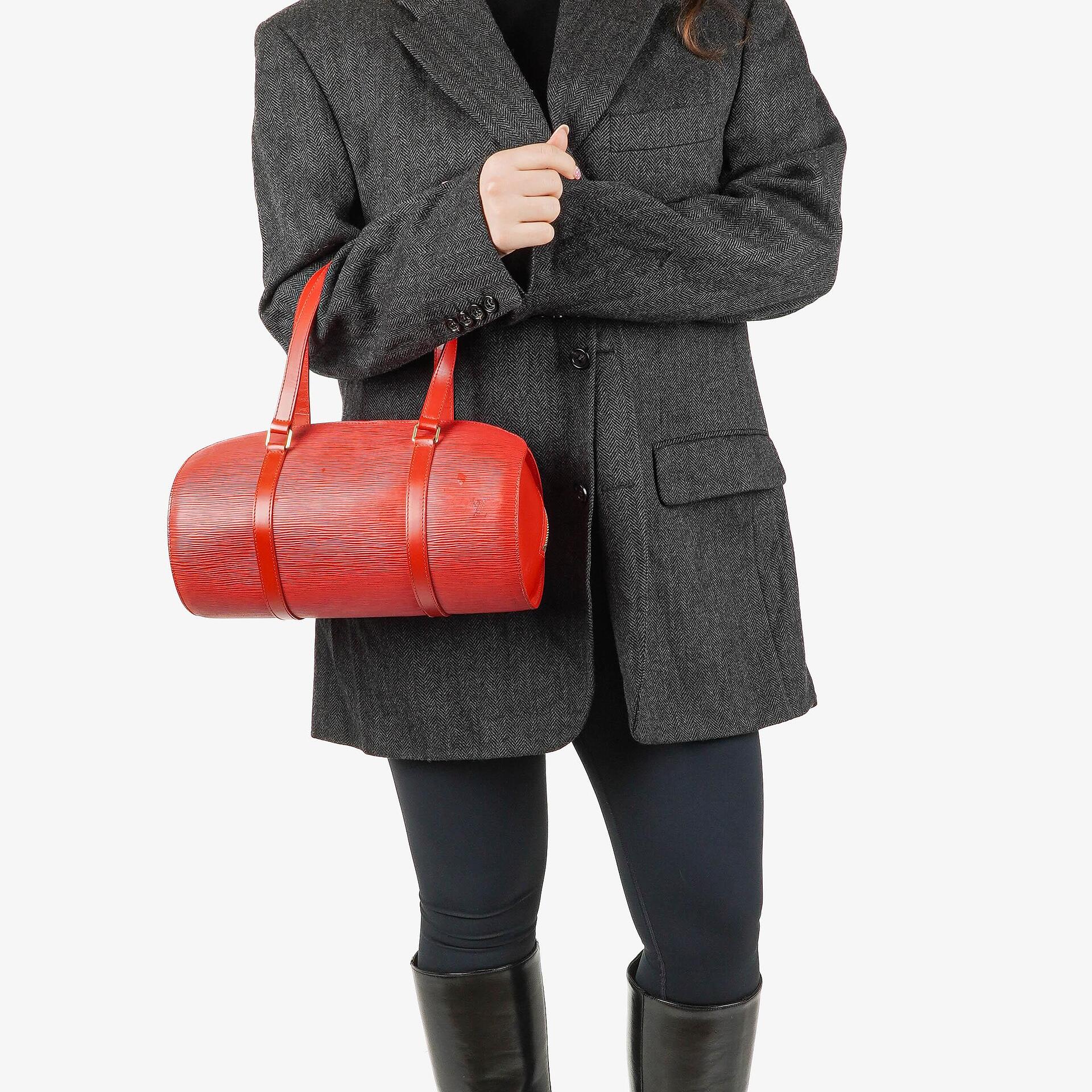 Louis Vuitton Soufflot Handbag In Red Epi Leather