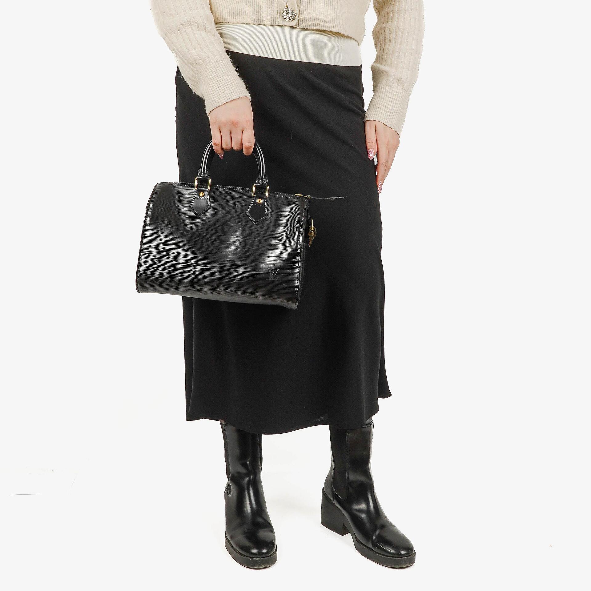 Louis Vuitton Speedy 25 Black EPI Leather Handbag