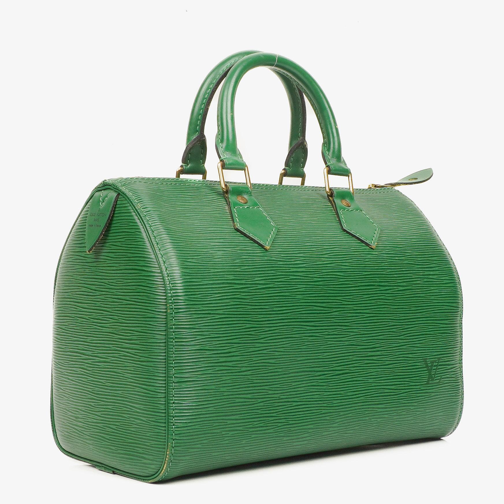 Louis Vuitton Speedy 25 Green EPI Leather Handbag