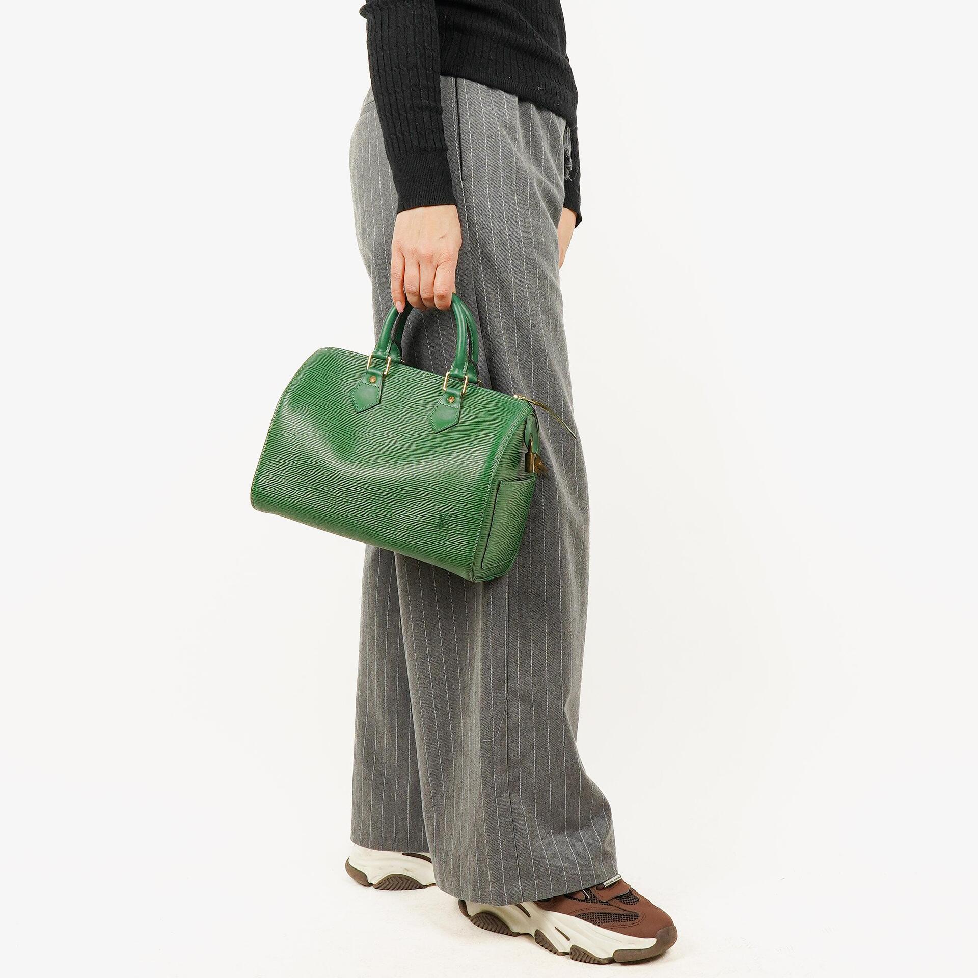 Louis Vuitton Speedy 25 Green EPI Leather Handbag