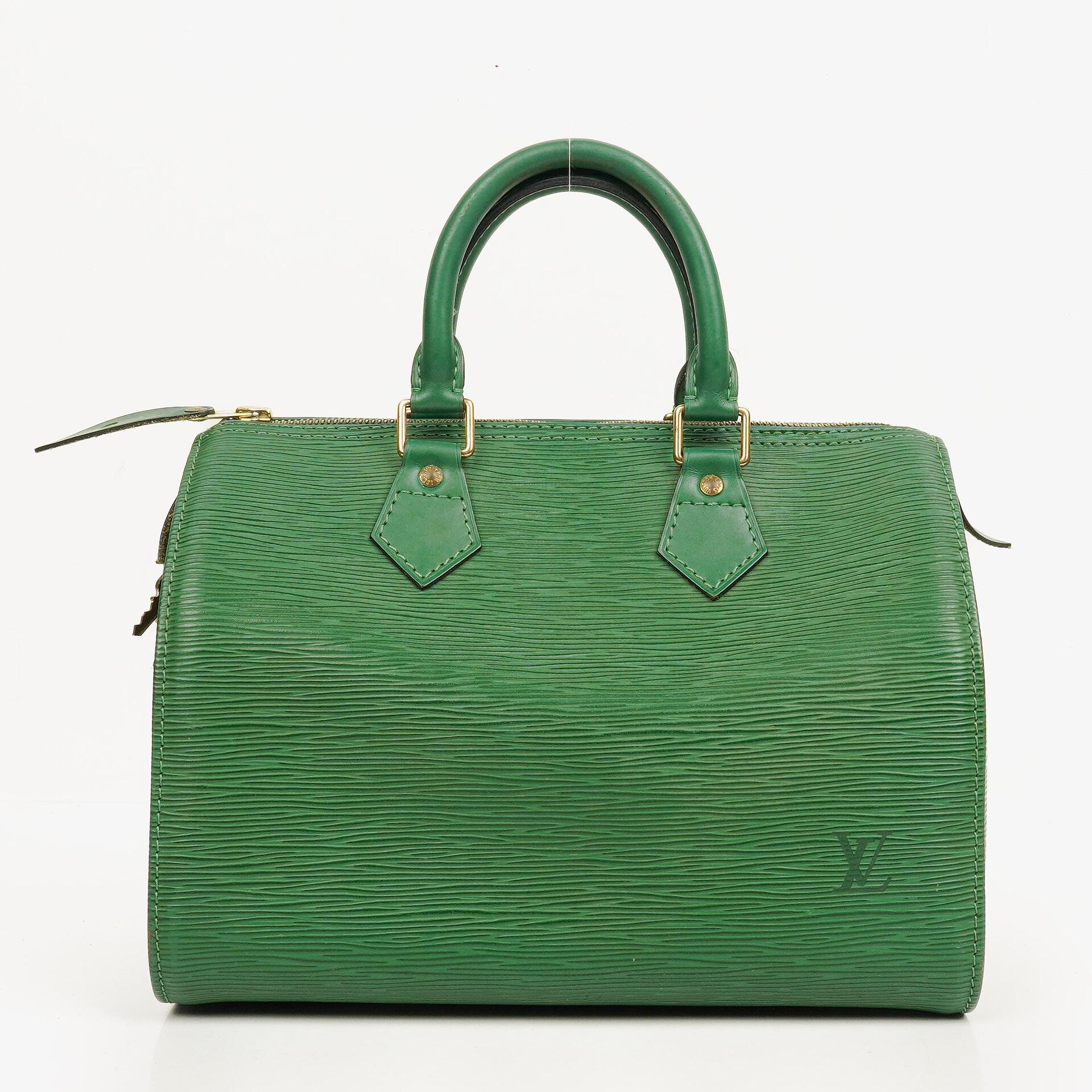 Louis Vuitton Speedy 25 Green EPI Leather Handbag