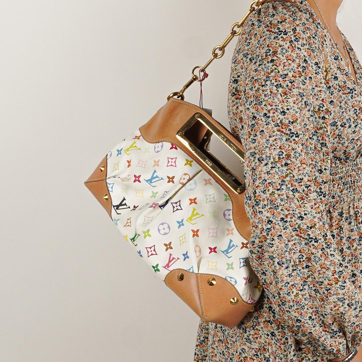 Louis Vuitton Takashi Murakami Judy MM White Multicolore Monogram Canvas Bag