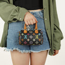 Louis Vuitton Takashi Murakami Nano Speedy Black Multicolour Monogram Coated Canvas Mini Bag