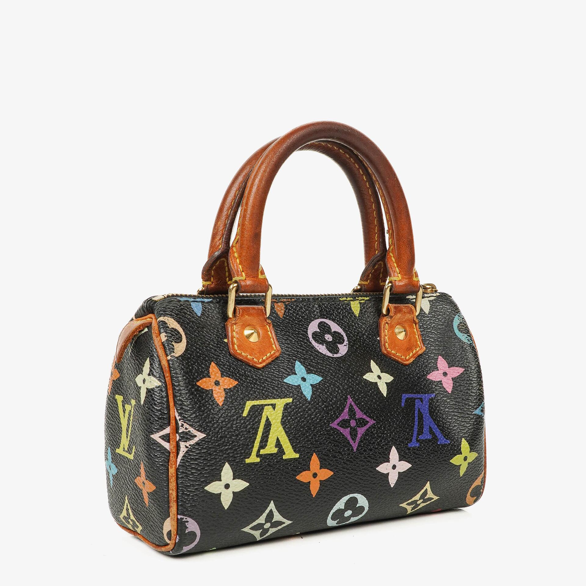 Louis Vuitton Takashi Murakami Nano Speedy Black Multicolour Monogram Coated Canvas Mini Bag