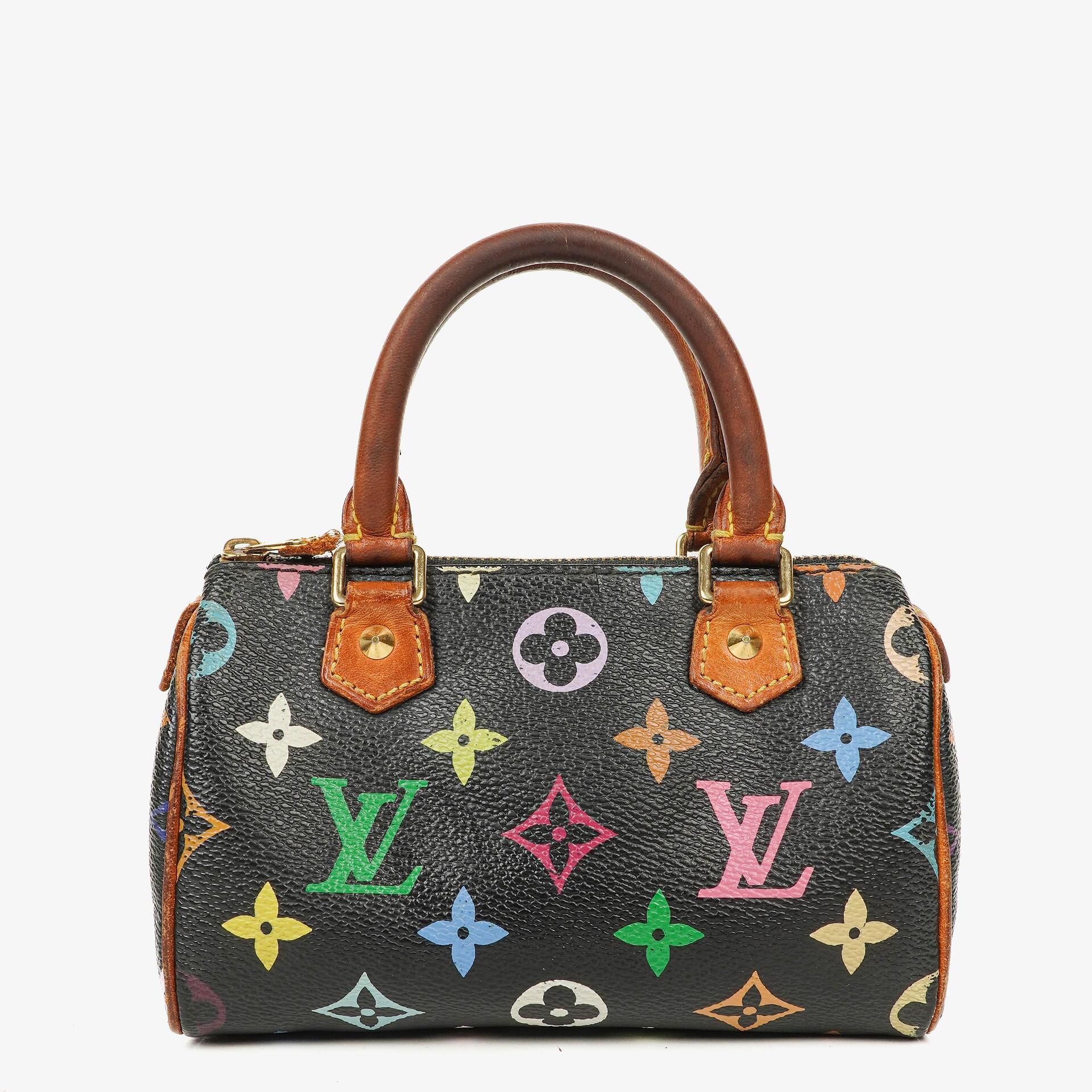 Louis Vuitton Takashi Murakami Nano Speedy Black Multicolour Monogram Coated Canvas Mini Bag