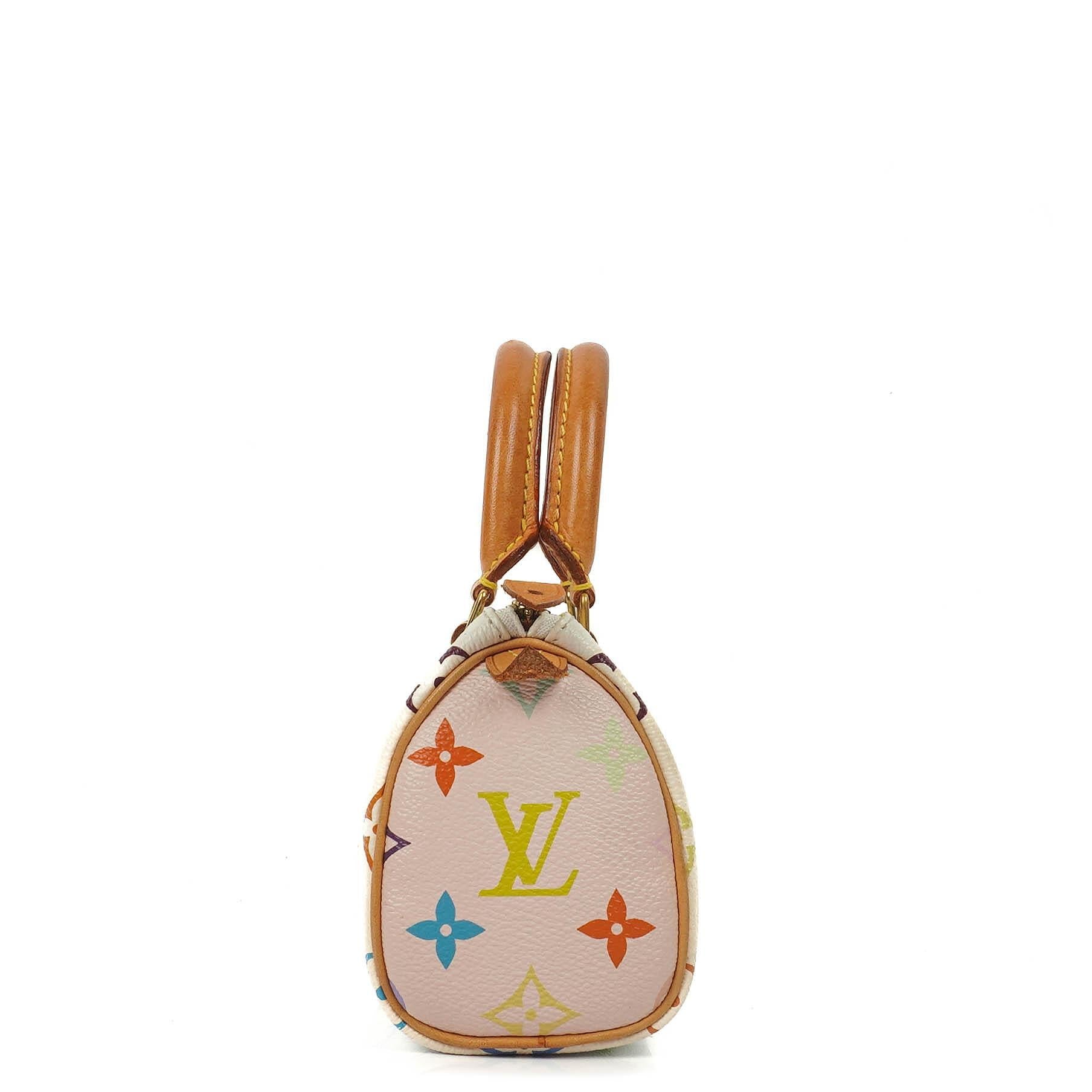 Louis Vuitton Takashi Murakami Nano Speedy White Multicolour Monogram Coated Canvas Mini Bag