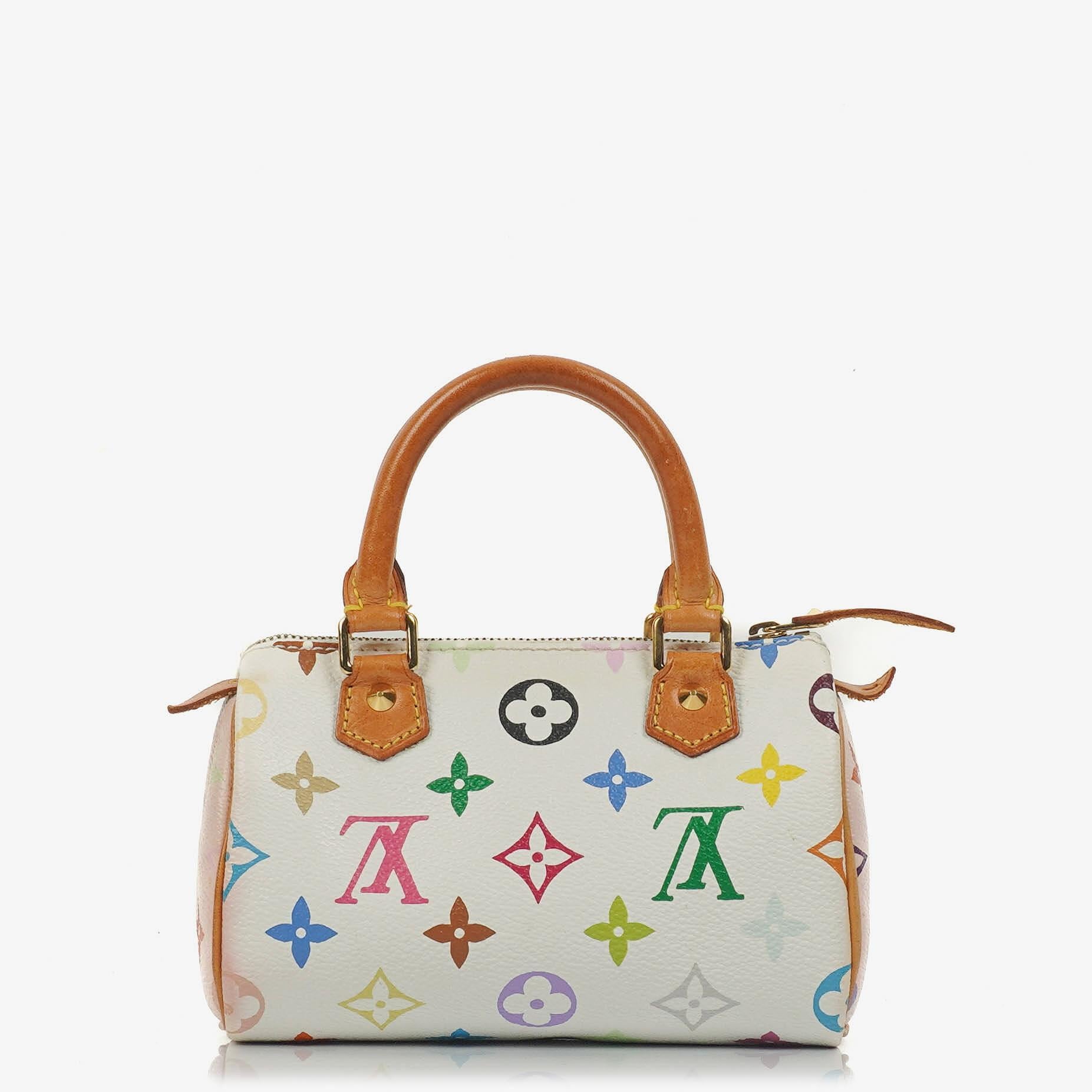 Louis Vuitton Takashi Murakami Nano Speedy White Multicolour Monogram Coated Canvas Mini Bag