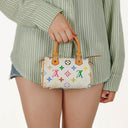 Louis Vuitton Takashi Murakami Nano Speedy White Multicolour Monogram Coated Canvas Mini Bag