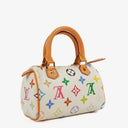 Louis Vuitton Takashi Murakami Nano Speedy White Multicolour Monogram Coated Canvas Mini Bag