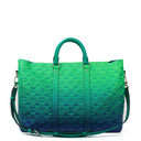 Louis Vuitton Taurillon Illusion Keepall Tote Monogram Bleu Vert