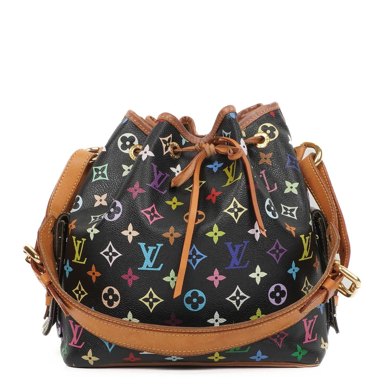 Louis Vuitton x Takashi Murakami Black Multicolore Monogram Coated Canvas Petit Noe Shoulder Bag