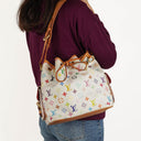 Louis Vuitton x Takashi Murakami White Multicolore Monogram Coated Canvas Petit Noe Shoulder Bag