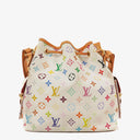 Louis Vuitton x Takashi Murakami White Multicolore Monogram Coated Canvas Petit Noe Shoulder Bag