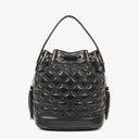 MCM Black Calfskin Quilted Studded Bucket Bag