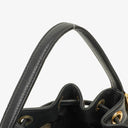 MCM Black Calfskin Quilted Studded Bucket Bag