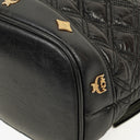 MCM Black Calfskin Quilted Studded Bucket Bag