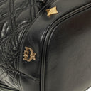 MCM Black Calfskin Quilted Studded Bucket Bag
