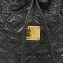 MCM Black Calfskin Quilted Studded Bucket Bag