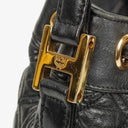 MCM Black Calfskin Quilted Studded Bucket Bag