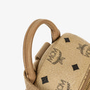 MCM Visetos Coated Studded Neutral Canvas Backpack