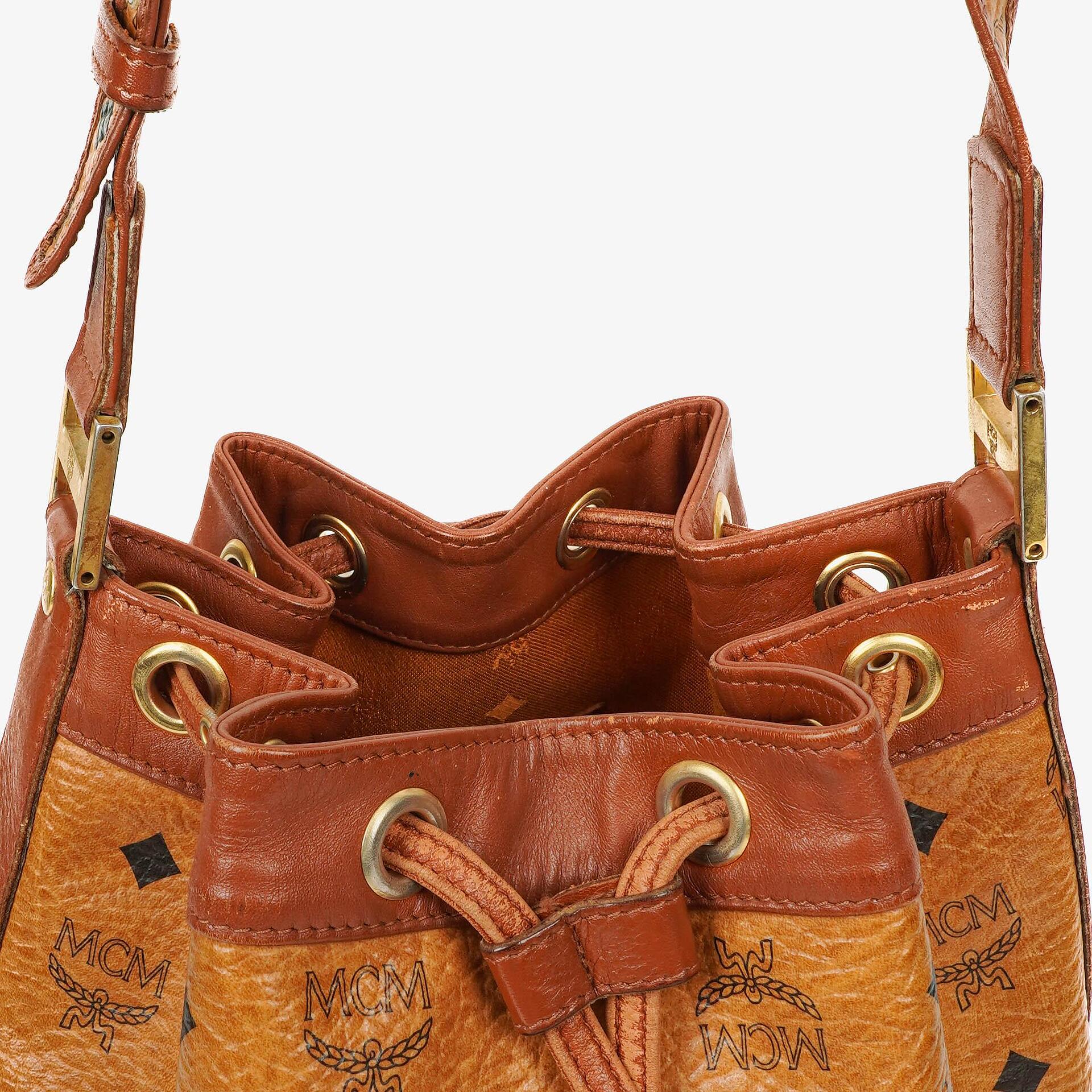 MCM Visetos Cognac Bucket Bag